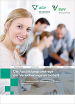AGV BWV AB Umfrage Cover 2014 neu Das Bild zeigt ein Cover einer Publikation mit dem Titel „Die Ausbildungsumfrage der Versicherungswirtschaft“. Es sind die Logos von AGV und BVW abgebildet. Die Inhalte behandeln Engagement, Motivation, Zukunft und Übernahme in der Branche, veröffentlicht im November 2014.